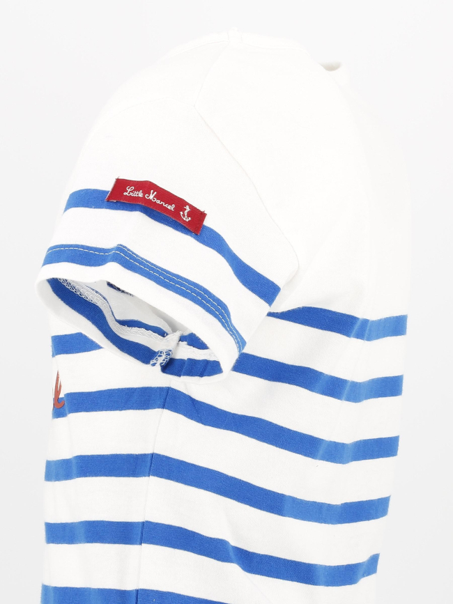 T-shirt marinière brodé bleu/blanc enfant - Little Marcel