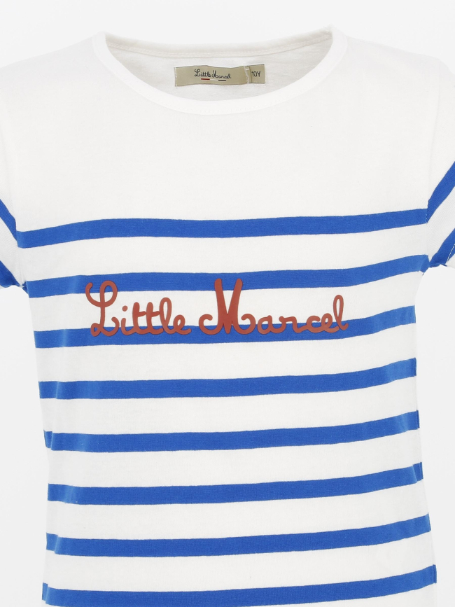 T-shirt marinière brodé bleu/blanc enfant - Little Marcel