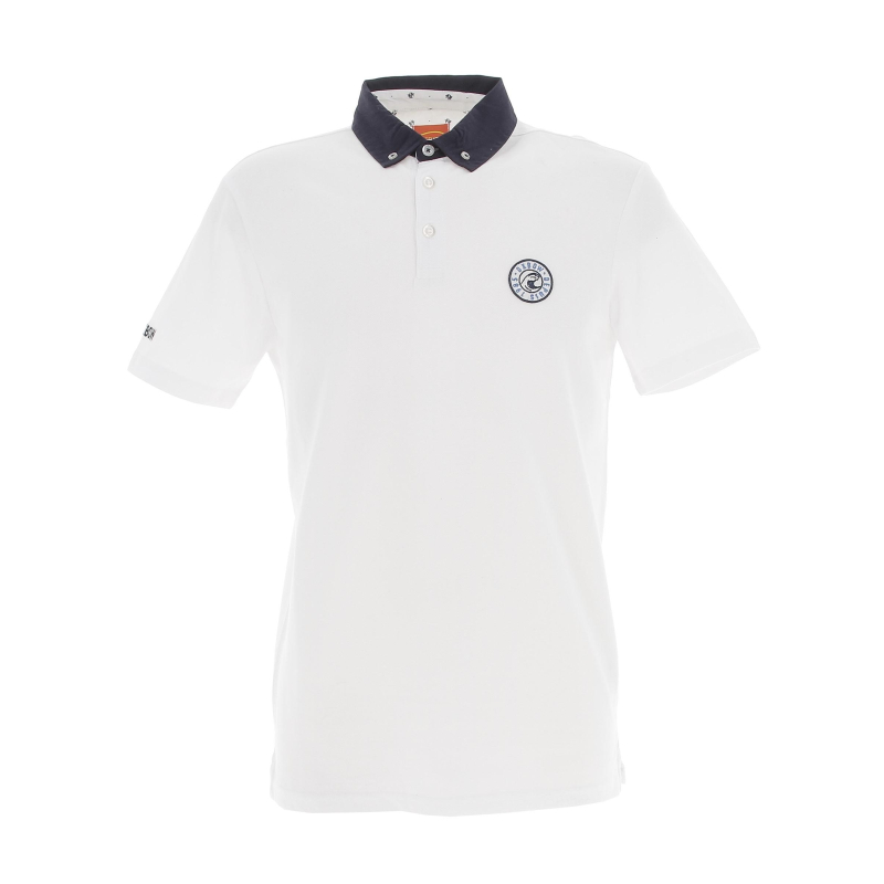 Polo maille piquée col bleu piezzi blanc homme - Oxbow
