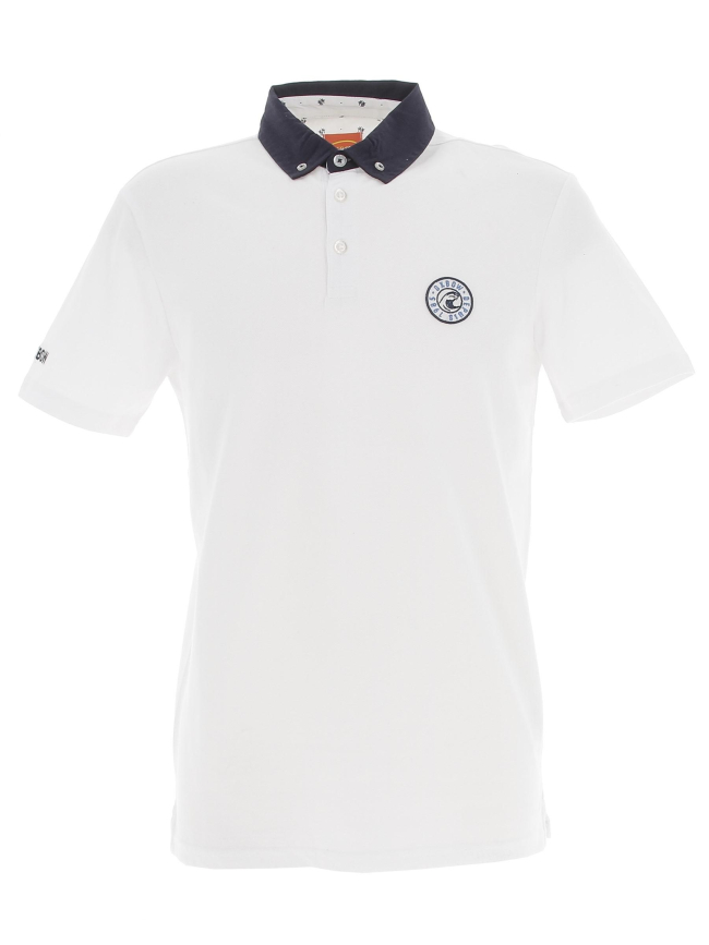 Polo maille piquée col bleu piezzi blanc homme - Oxbow