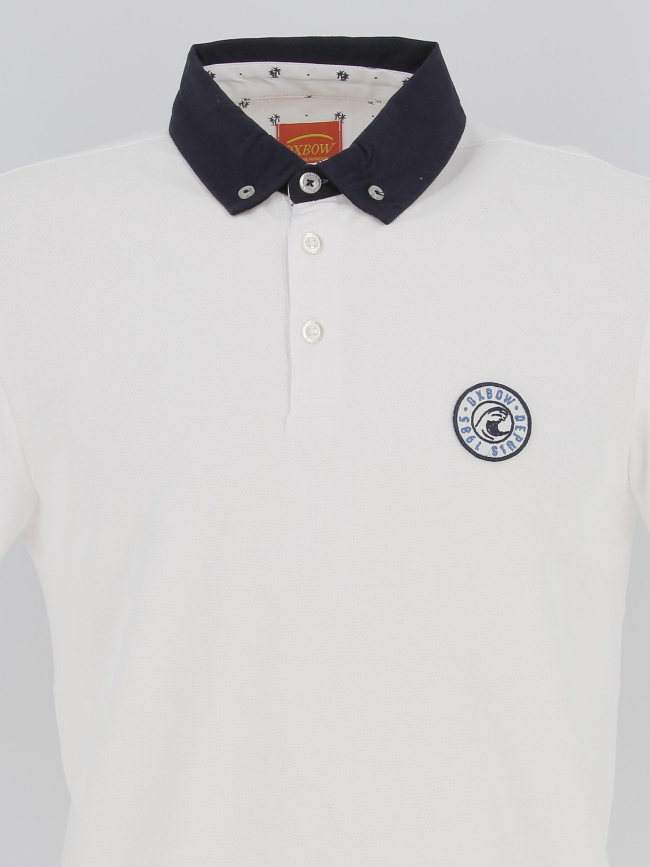 Polo maille piquée col bleu piezzi blanc homme - Oxbow