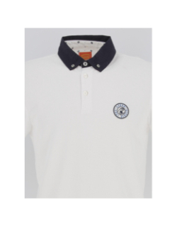 Polo maille piquée col bleu piezzi blanc homme - Oxbow