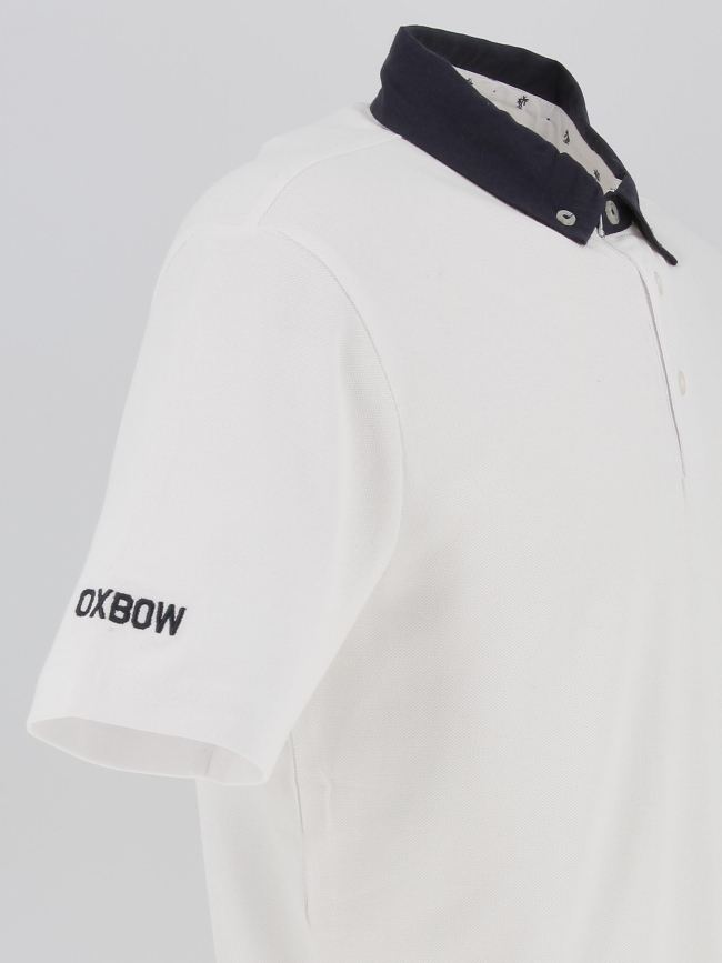 Polo maille piquée col bleu piezzi blanc homme - Oxbow