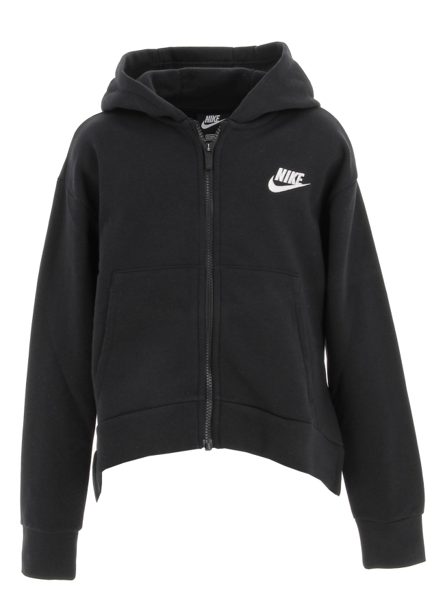 Sweat à capuche zippé nsw club noir fille - Nike