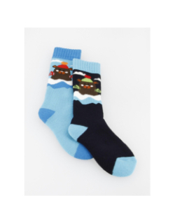 Pack 2 paires chaussettes ski ourson bleu enfant - Thyo
