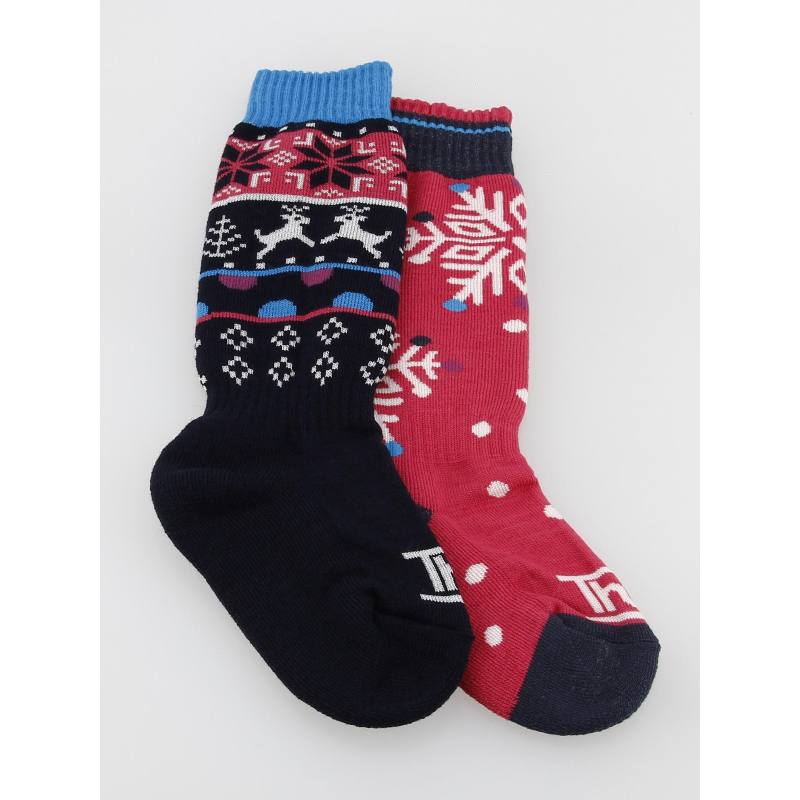 Pack 2 paires de mi bas let it snow multicolore fille - Thyo