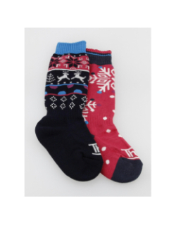 Pack 2 paires de mi bas let it snow multicolore fille - Thyo