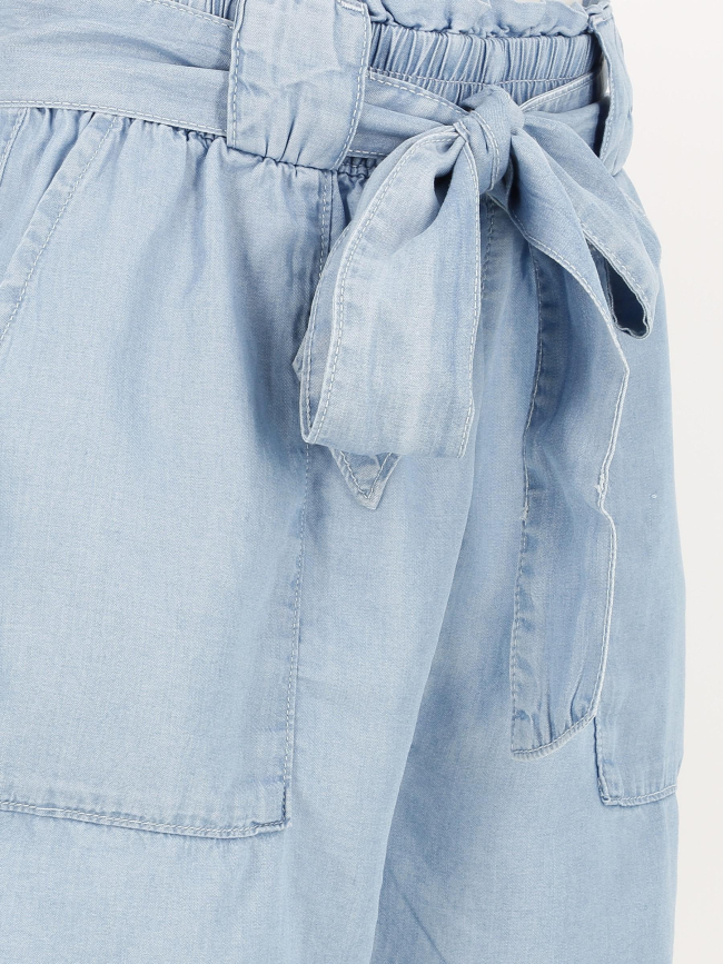 Short denim malibu paperbag bleu clair femme - Only