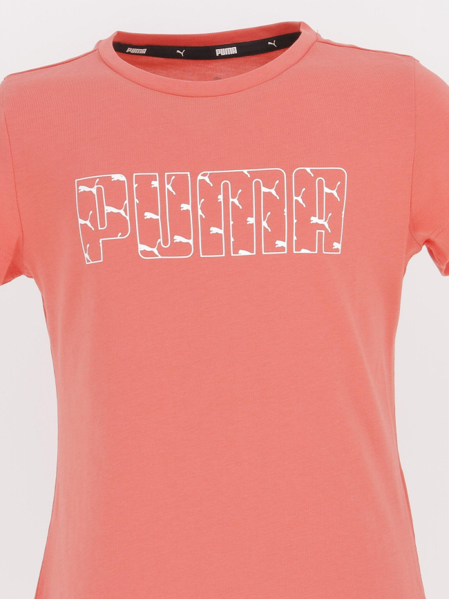 T-shirt multilogo rose fille - Puma