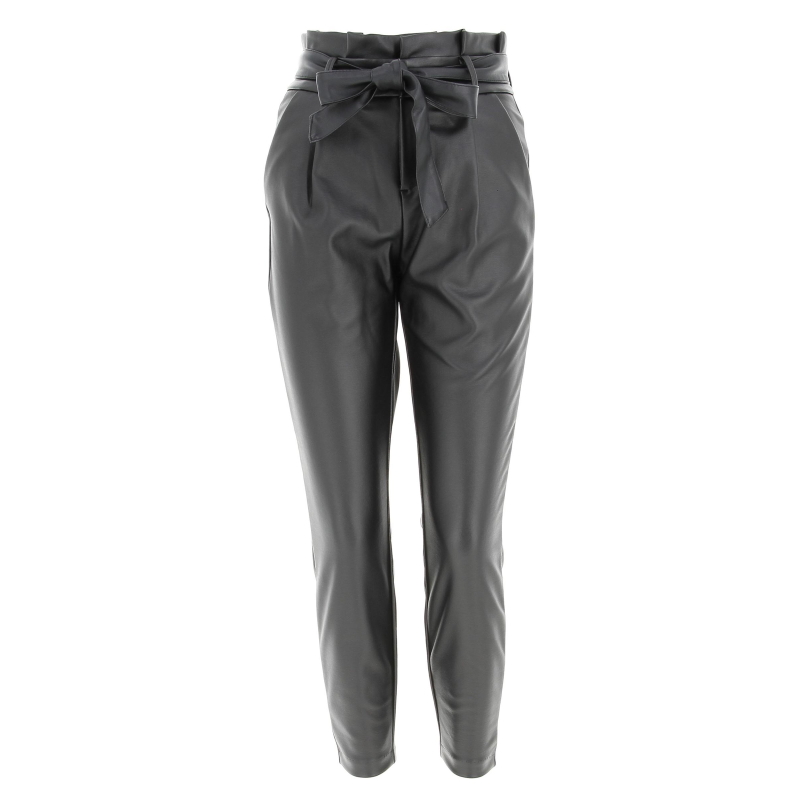 Pantalon slim paperbag noir femme - Vero Moda
