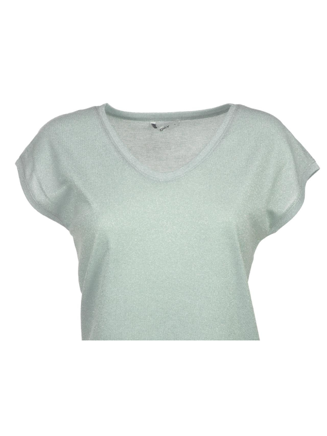 T-shirt top silvery paillettes gris femme - Only