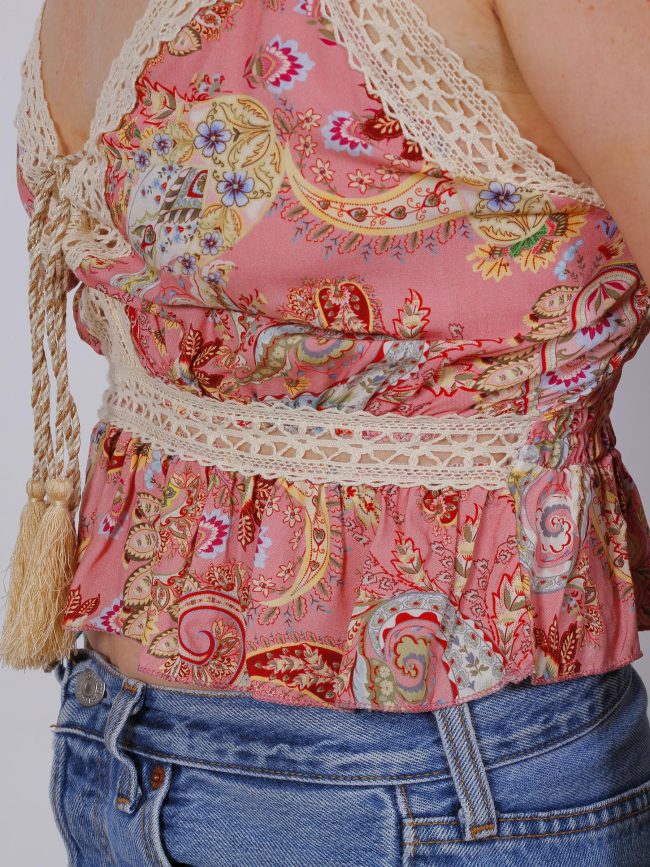 Caraco brodé rose femme - Culture Sud