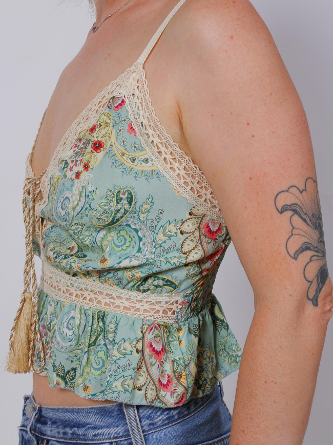 Caraco brodé vert femme - Culture Sud