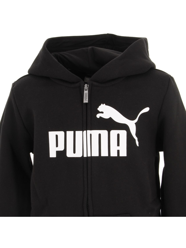 Sweat à capuche zippé logo noir enfant - Puma