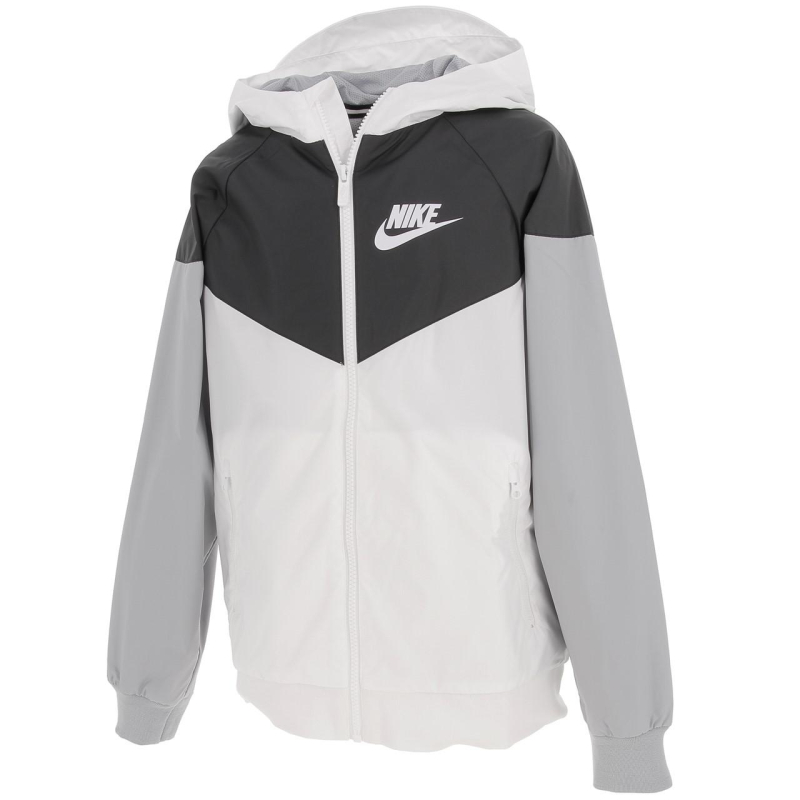 Veste de sport à capuche windrunner noir blanc garçon - Nike