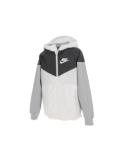 Veste de sport à capuche windrunner noir blanc garçon - Nike