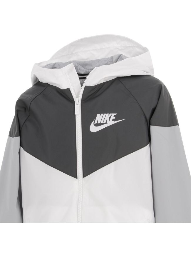 Veste de sport à capuche windrunner noir blanc garçon - Nike