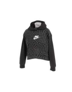 Sweat à capuche crop imprimé noir fille - Nike