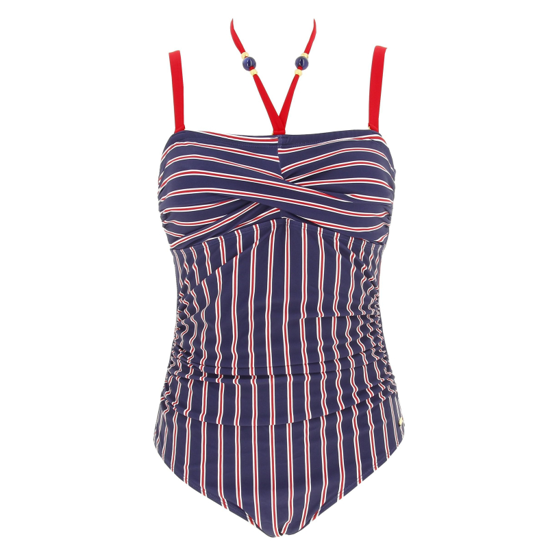 Maillot de bain 1 pièce martinique bleu/rouge femme - Treeker 9