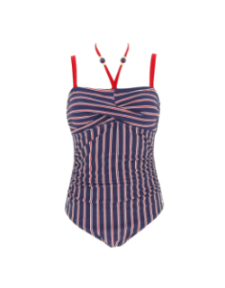 Maillot de bain 1 pièce martinique bleu/rouge femme - Treeker 9