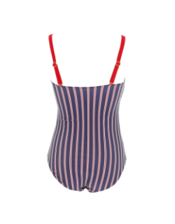 Maillot de bain 1 pièce martinique bleu/rouge femme - Treeker 9