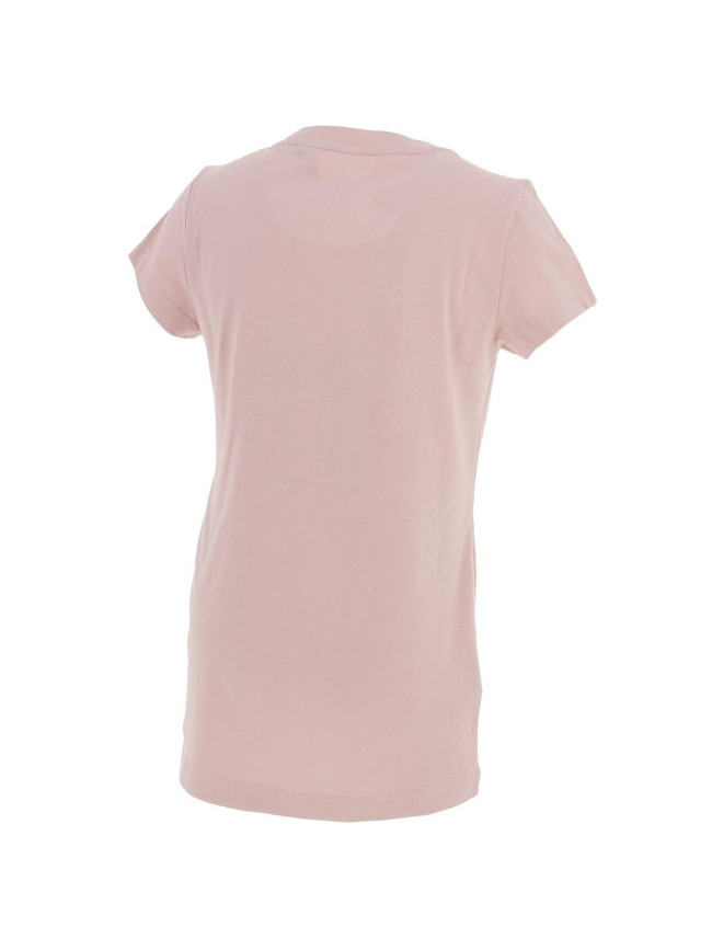 T-shirt long col rond logo irisé rose fille - Adidas