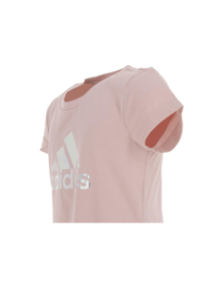 T-shirt long col rond logo irisé rose fille - Adidas