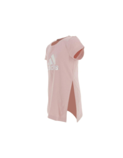 T-shirt long col rond logo irisé rose fille - Adidas