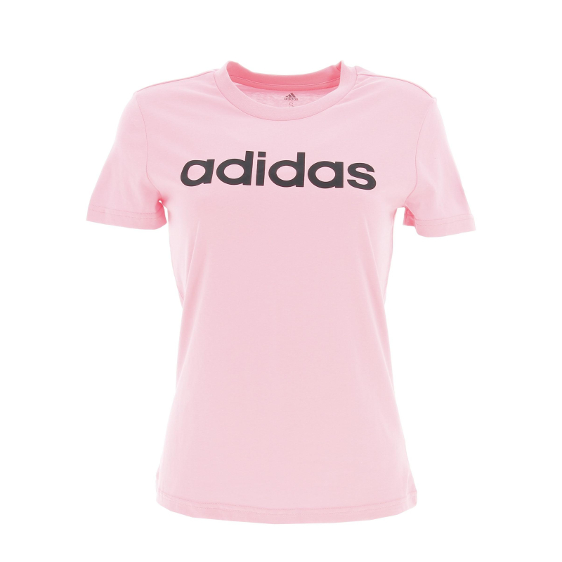 T-shirt linear logo rose noir femme - Adidas