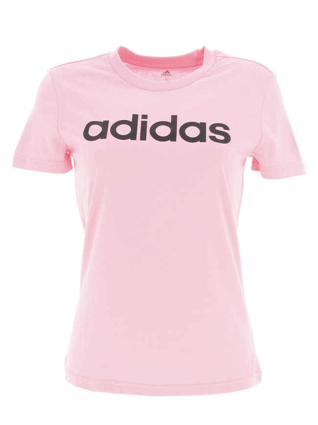 T-shirt linear logo rose noir femme - Adidas