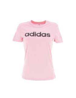 T-shirt linear logo rose noir femme - Adidas