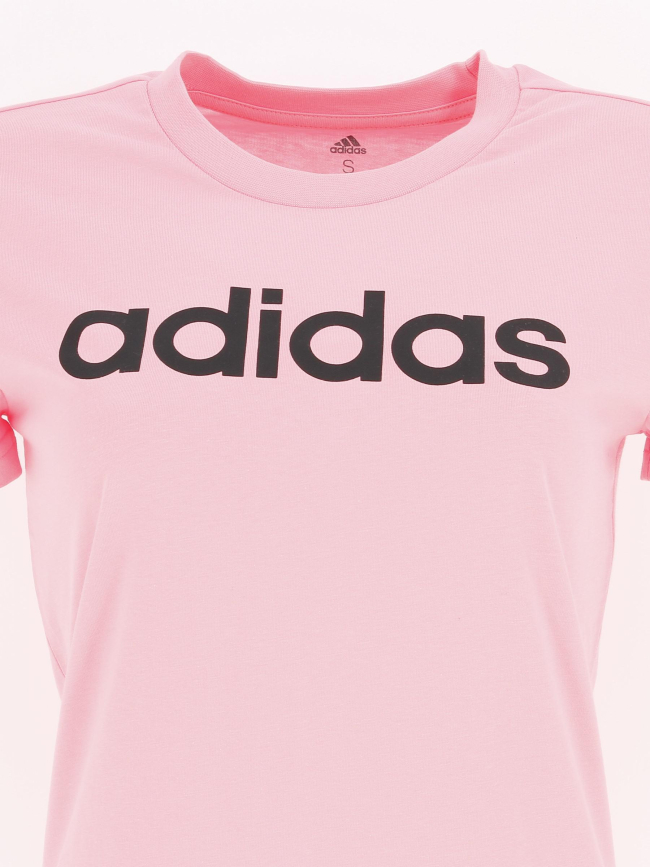 T-shirt linear logo rose noir femme - Adidas