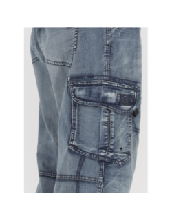 Pantacourt denim poches cargo bleu homme - Timezone