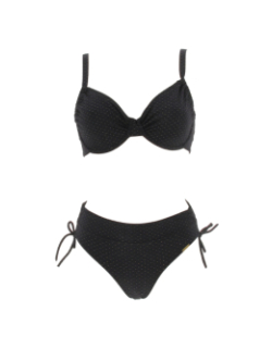 Maillot de bain 2 pièces zig zag noir femme - Grain De Sable