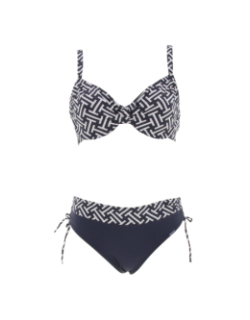 Maillot de bain 2 pièces zig zag bleu femme - Grain De Sable