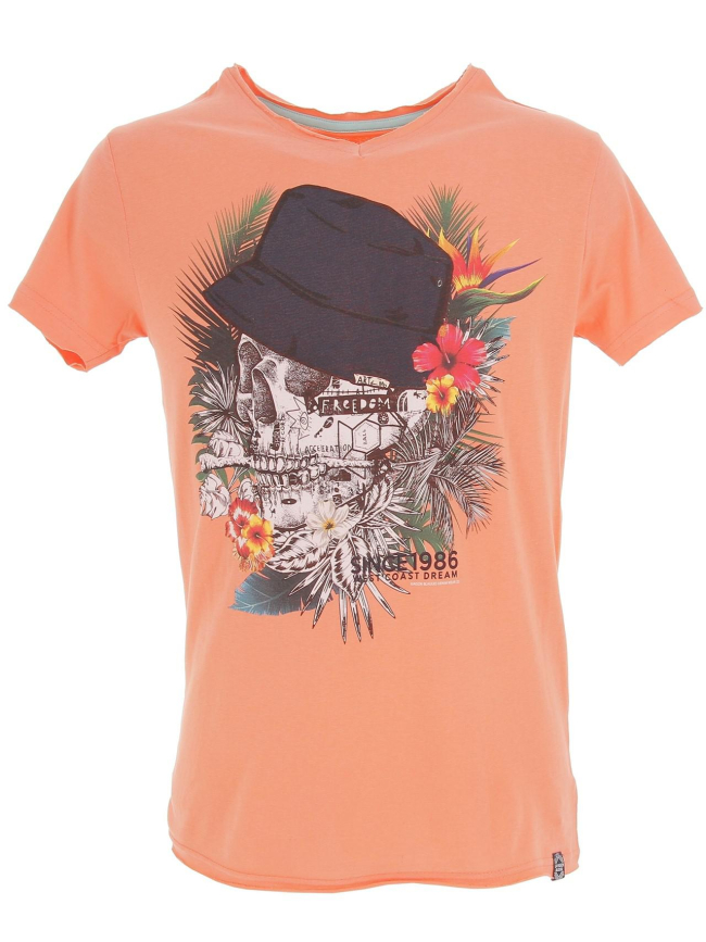 T-shirt mebano corail orange homme - La Maison Blaggio