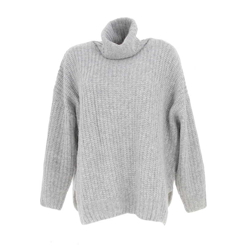 Pull oversize col roulé chloé gris femme - Teddy Smith