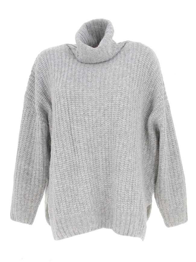 Pull oversize col roulé chloé gris femme - Teddy Smith