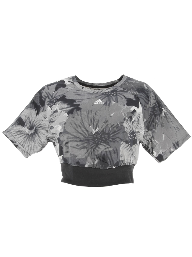 T-shirt de sport crop tee gris femme - Adidas
