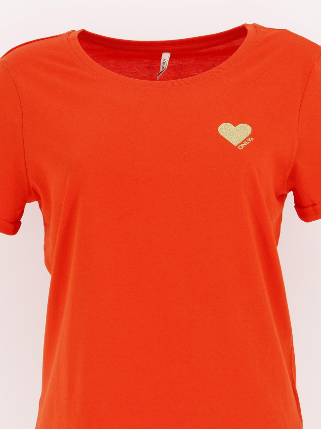 T-shirt kita life coeur orange femme - Only