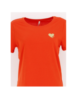 T-shirt kita life coeur orange femme - Only