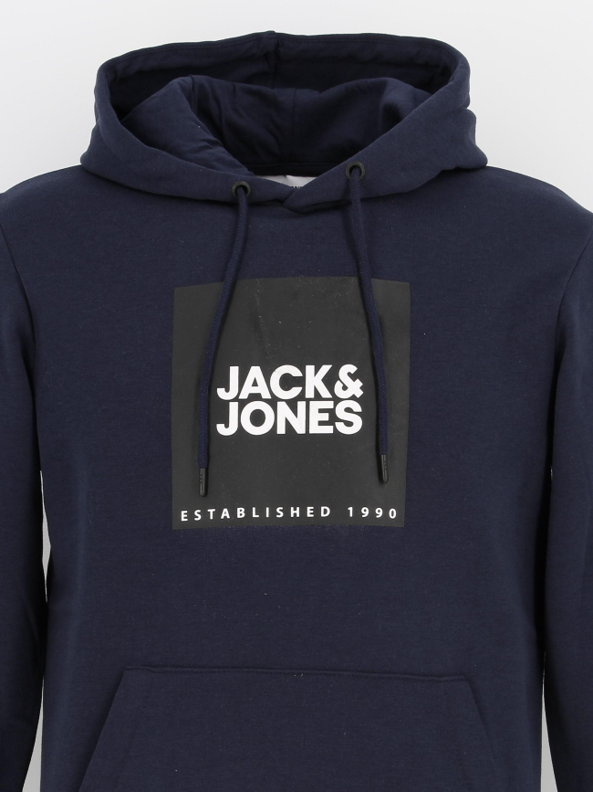 Sweat à capuche big logo bleu homme - Jack & Jones