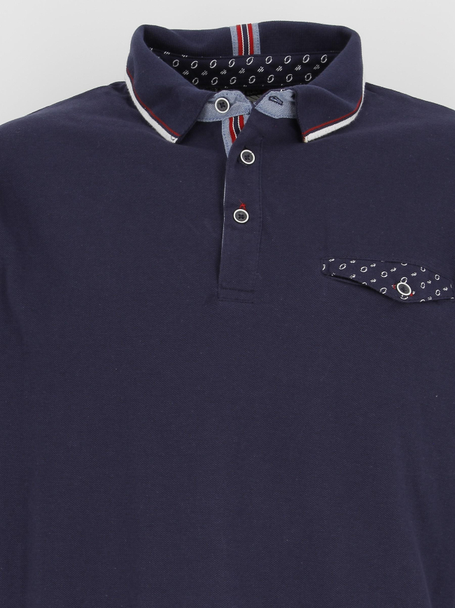 Polo manches longues sidestep bleu homme - Union Black
