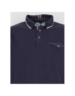 Polo manches longues sidestep bleu homme - Union Black