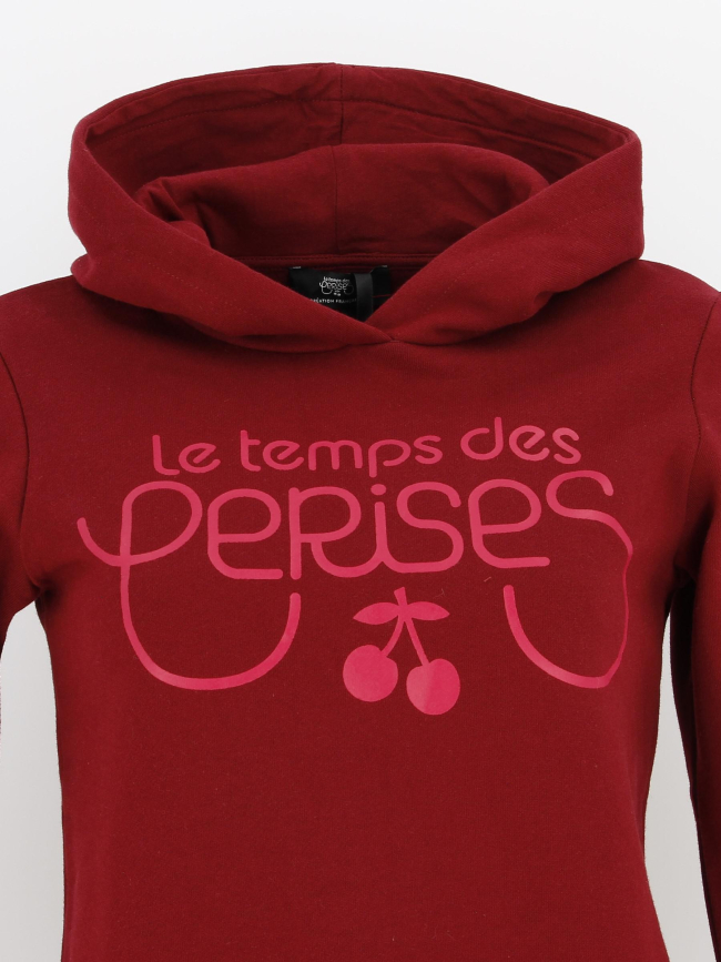 Sweat à capuche bordeaux fille - Le Temps Des Cerises