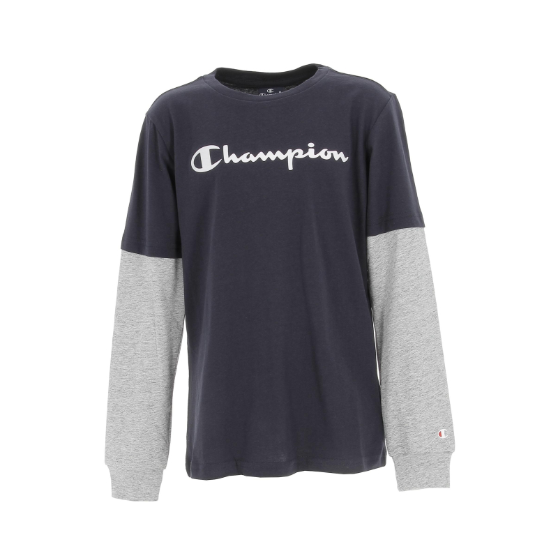 T-shirt manches longues overlay bleu marine garçon - Champion