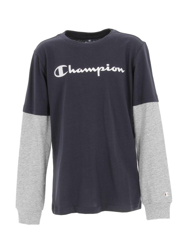 T-shirt manches longues overlay bleu marine garçon - Champion