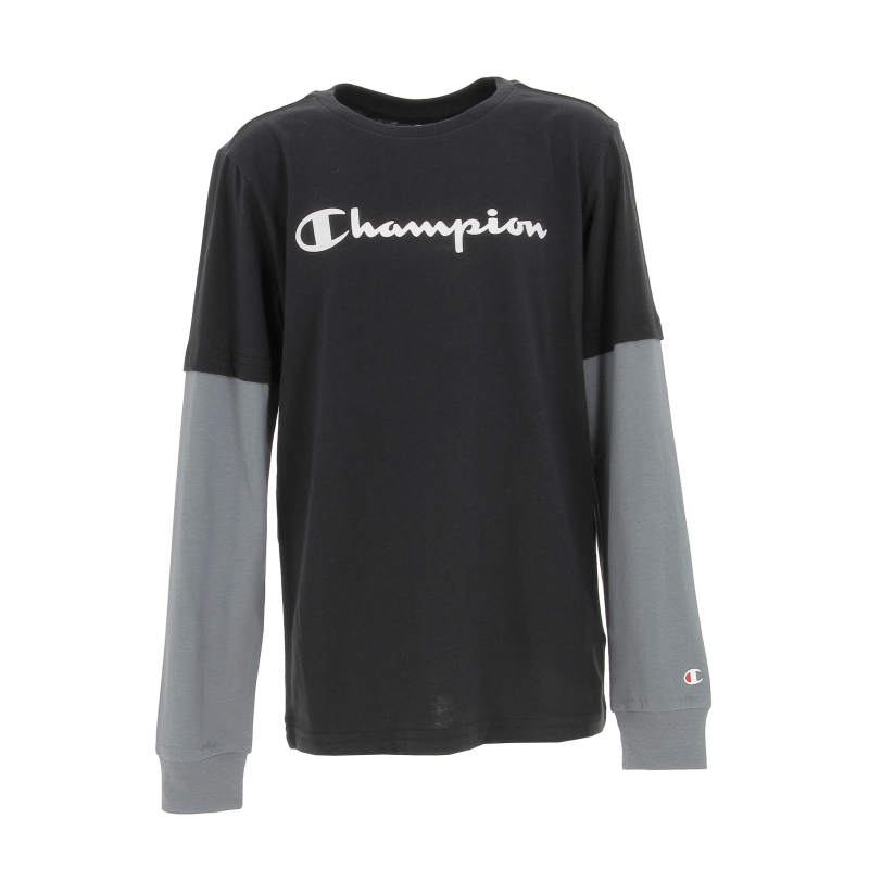 T-shirt manches longues overlay noir garçon - Champion