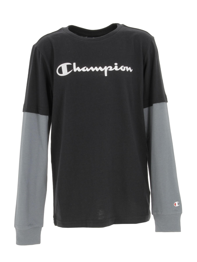 T-shirt manches longues overlay noir garçon - Champion