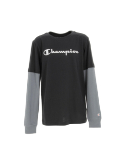 T-shirt manches longues overlay noir garçon - Champion